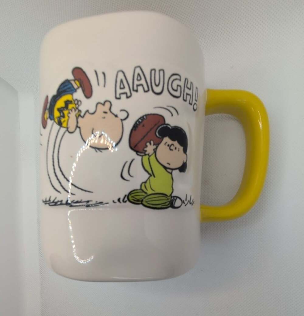 Rae Dunn x Peanuts Charlie Brown & Lucy Football Season Ceramic Mug